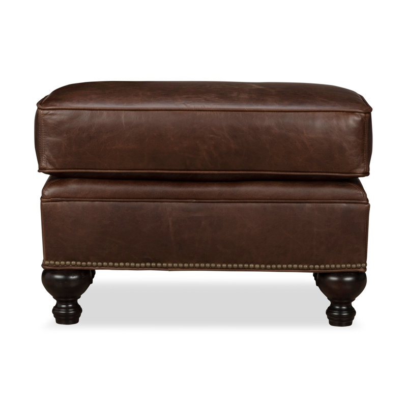 Hampton Genuine Leather Ottoman, Bistro Rustic Genuine Leather