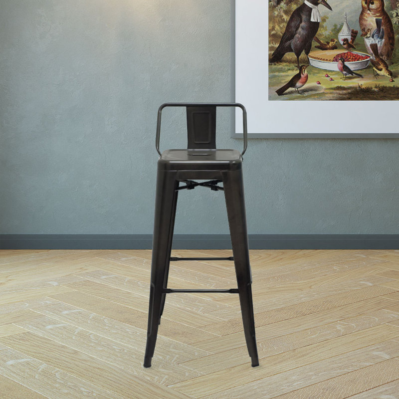 30'' Black Metal Low Back Indoor Bar Stool