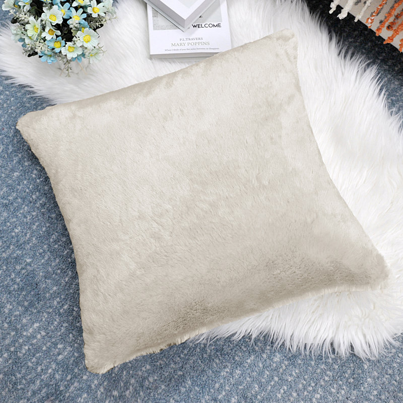 Housse de coussin réversible en fausse fourrure, Gris plume