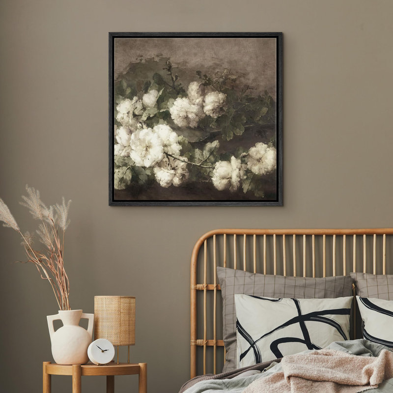 «Vintage White Roses Timeless Floral Elegance Nature Wilderness», illustrations rustiques zen encadrées sur toile