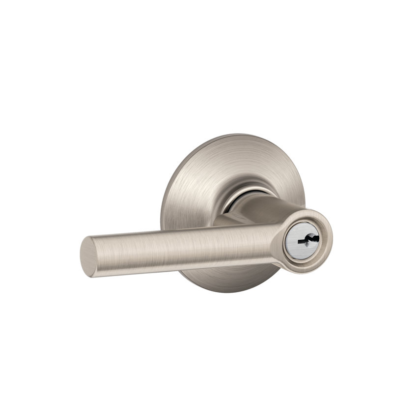 Broadway Lever Keyed Entry Lock, Satin Nickel, Yes