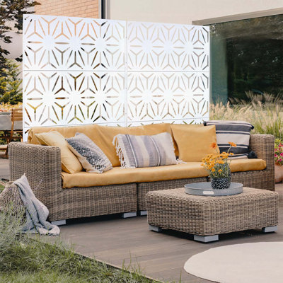 Écran d'intimité en métal l 76 po H48 po - Autoportant, pour patio, terrasse, balcon. , Rouille et décolorée, crée une sophistication de H 76 po H 76 po autoportante pour l'extérieur et l'intérieur. Rouille, décoloration, rehausse la surface