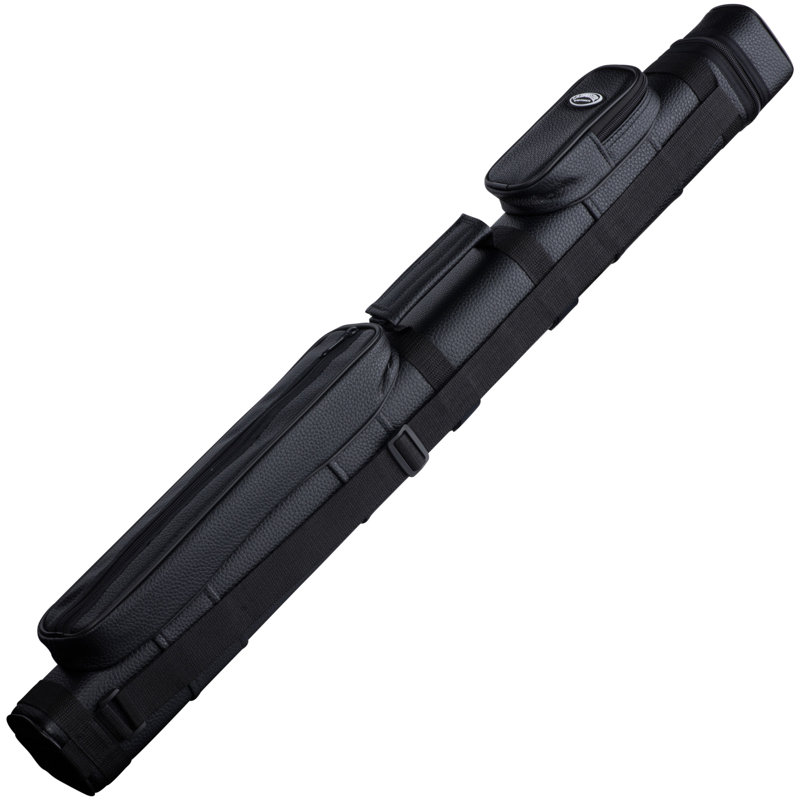 Black Leatherette Billiard Cue Case with Hard Resin Shell
