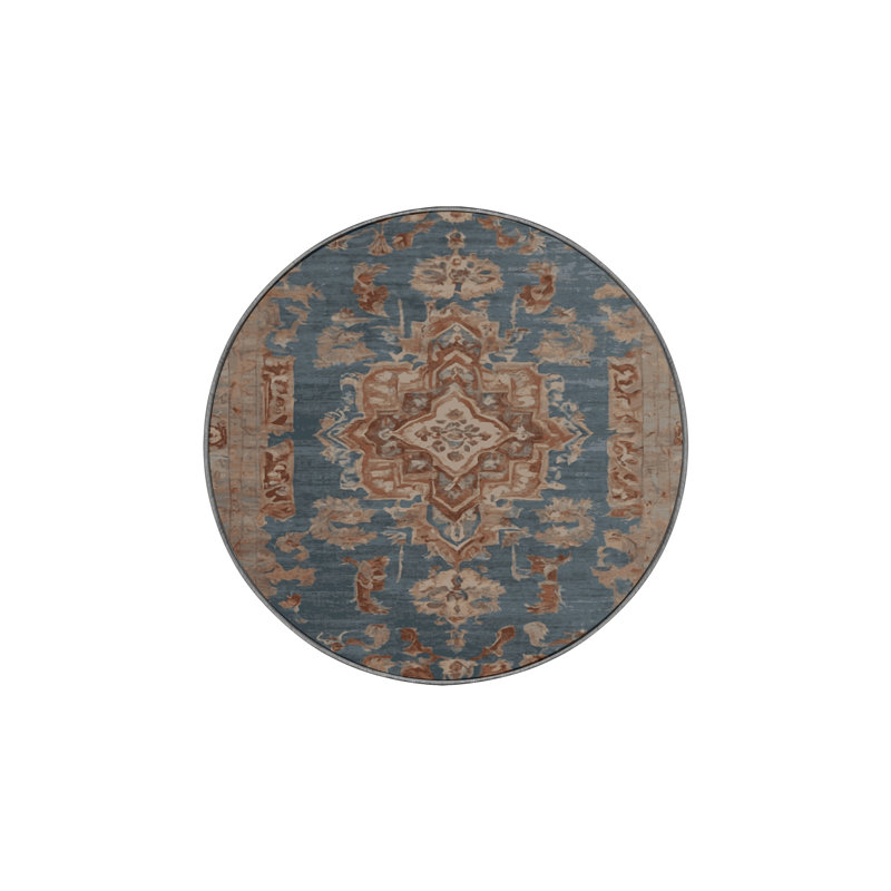 Machine Washable Gray Area Rug, Round 4'