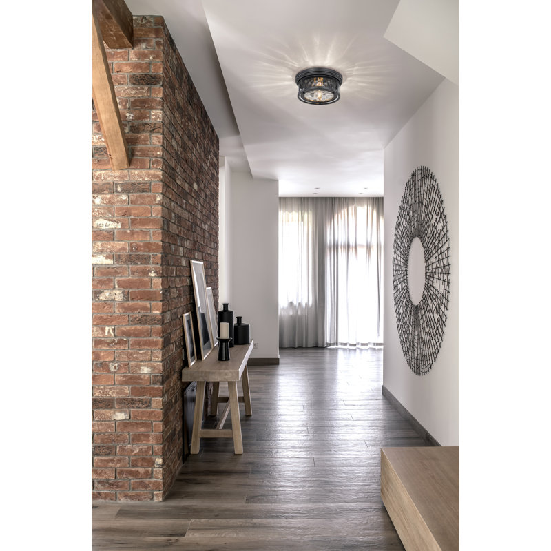 Masuda Glass Flush Mount, Matte Black