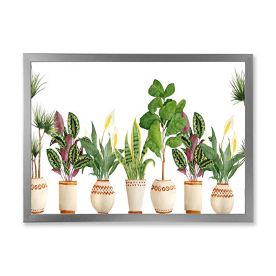" Trio Of Houseplants Sanseviera Snake Plant " Painting Print