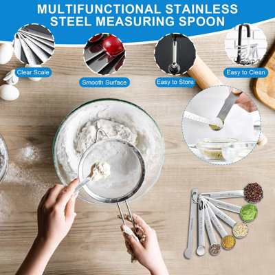 22-Piece Measuring Kit: 11 Nesting Stainless Steel Cups And Spoons, 4 Plastic Liquid Cups, 3 Funnels, 3 Brushes, 1 Ruler, Ready For Liquid Or Dry Kitchen Tasks