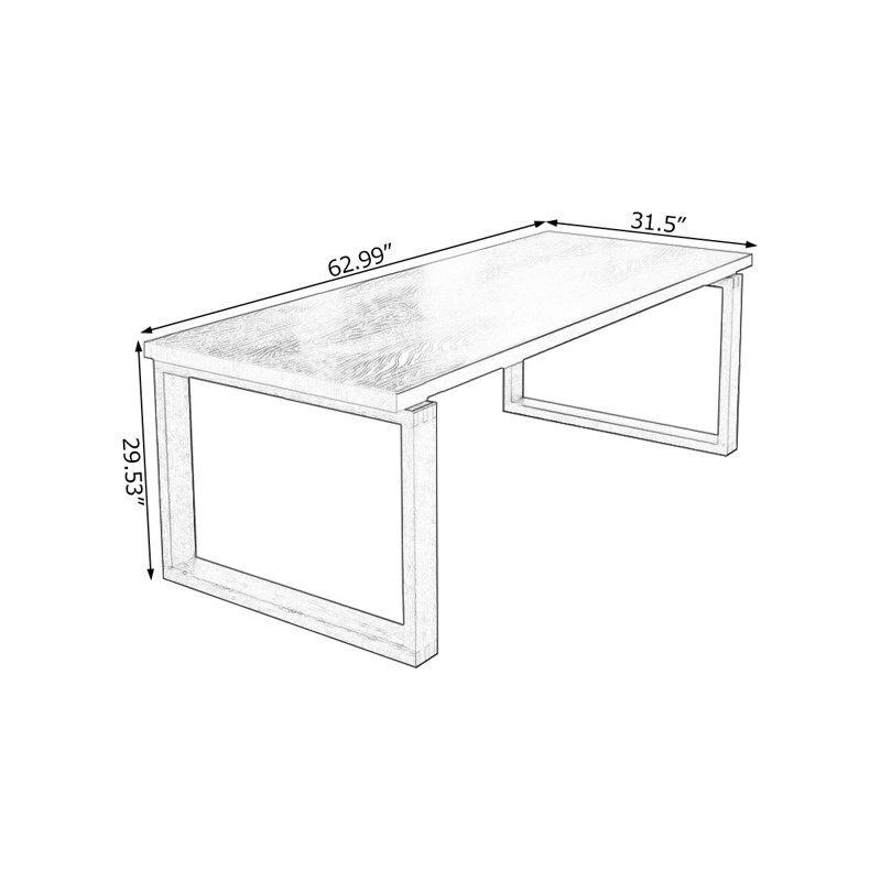 Black Rectangular Solid Wood Desk, 29.53" H x 62.99" W x 31.5" D