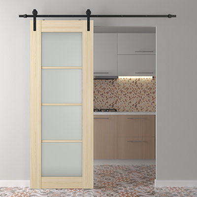 Panelled Manufactured Wood Avon 4 Lite Barn Door