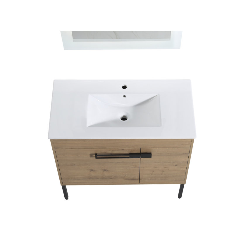 7 Base de meuble-lavabo simple 36 po seulement, Imitation chêne