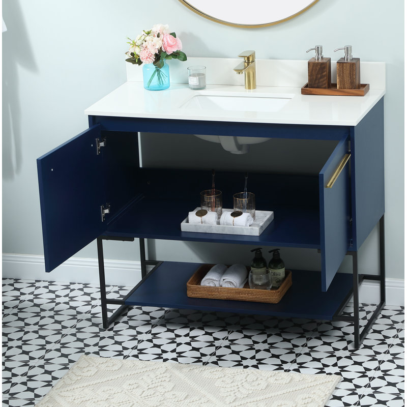 Ensemble de meuble-lavabo simple 40 po Rozell, Bleu