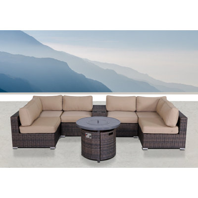 Alieyah Fully Assembled 8 Piece Sectional Seating Group with SunbrellaCushions