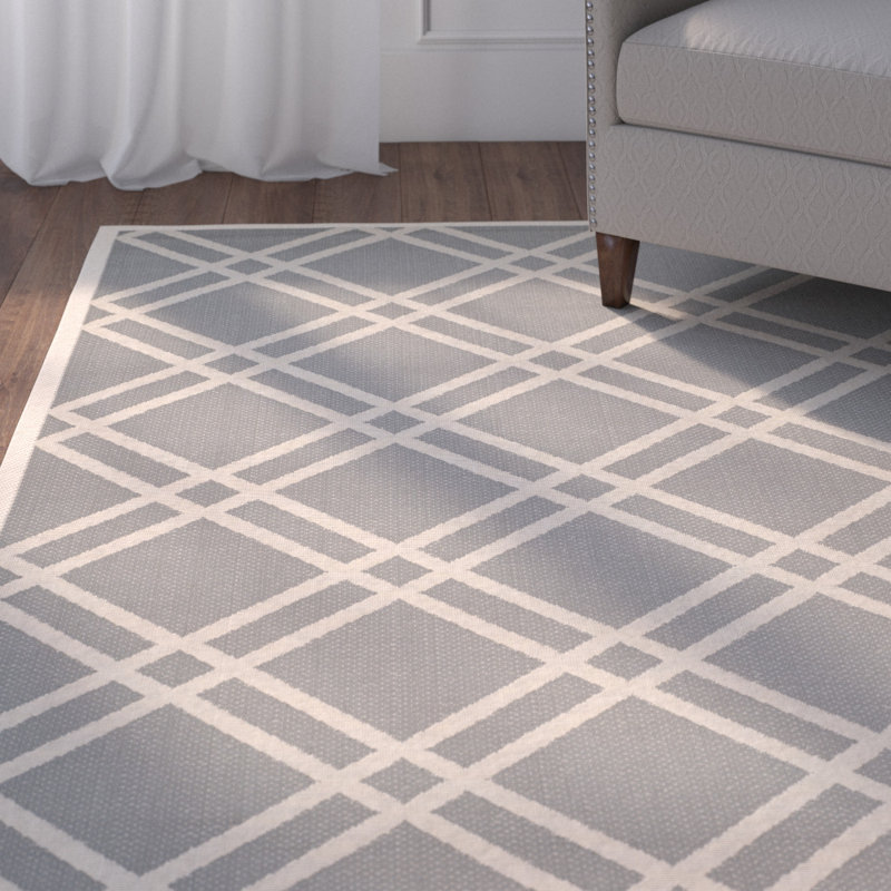 Tapis intérieur / extérieur gris / ivoire Arneshia, Rectangle 9 pi x 12 pi