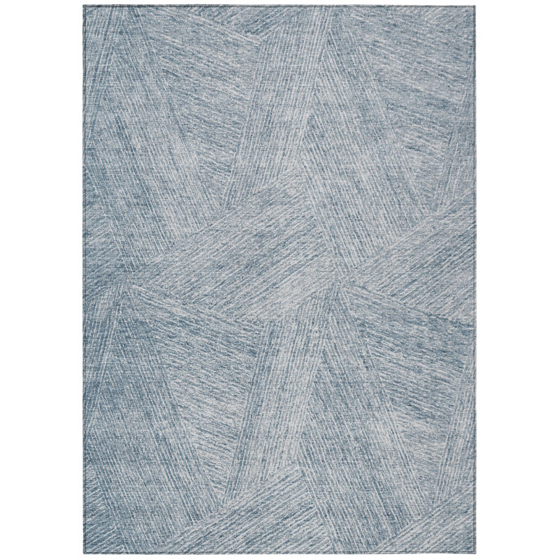 Denim Blue Flat Woven Rectangular Synthetic Rug 10' x 14'