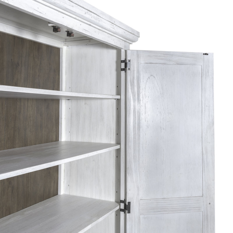 Riverstone White Rustic Pine Armoire with Adjustable Shelves