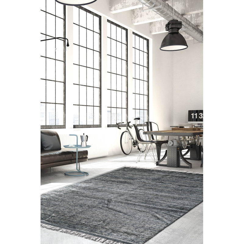 Tapis bleu en denim Pak Finest Gabbeh 8 pi 6 po x 10 pi 3 po