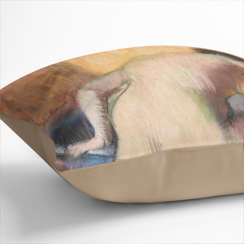 Bather Stepping Into A Tub Square Throw Cushion, 40cm H x 40cm W x 15cm D, Stone