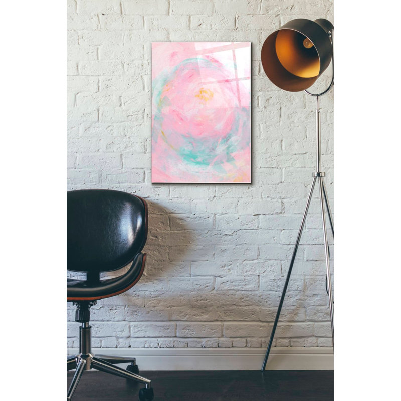 «Pink Peony», art mural en verre acrylique, H 24 po x l 16 po