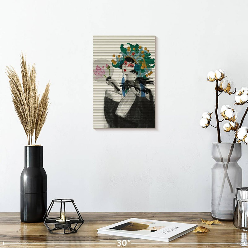 Portrait de femme japonaise Leisha, H 12 po x l 8 po