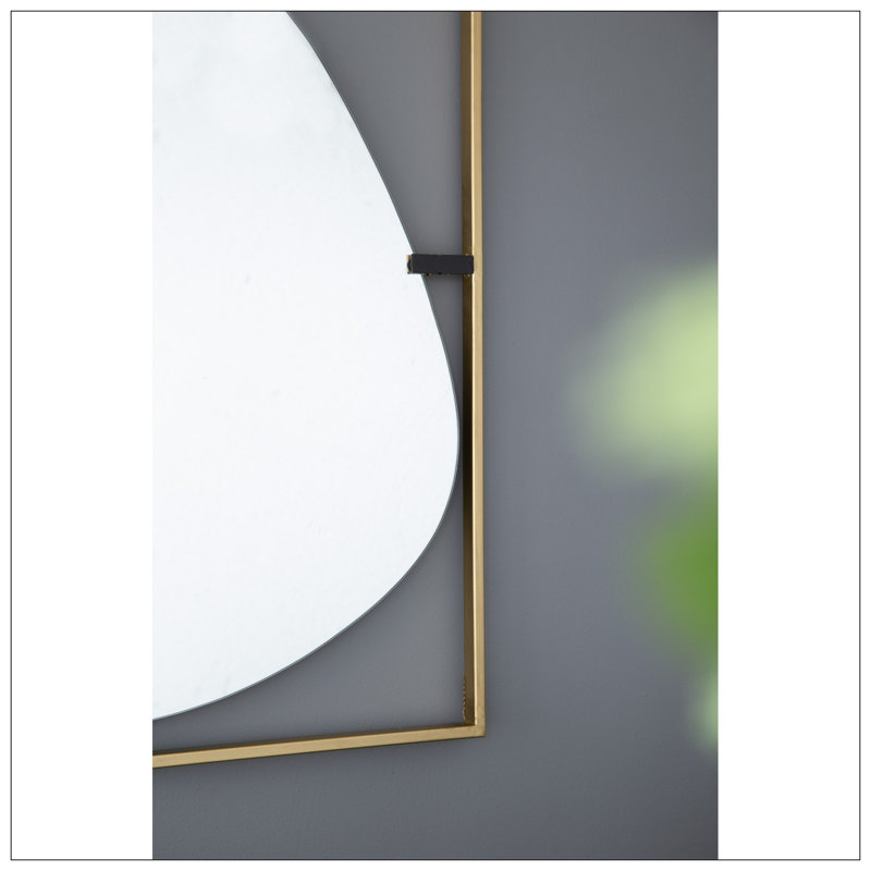 Poppy Mirror With Metal Frame Contemporary Design Wall Decor For Bathroom, Entryway Wall Decor