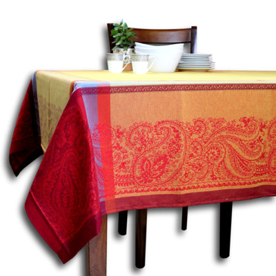 Wipeable Stain Resistant French Provencal Rectangle Floral Cotton Tablecloth