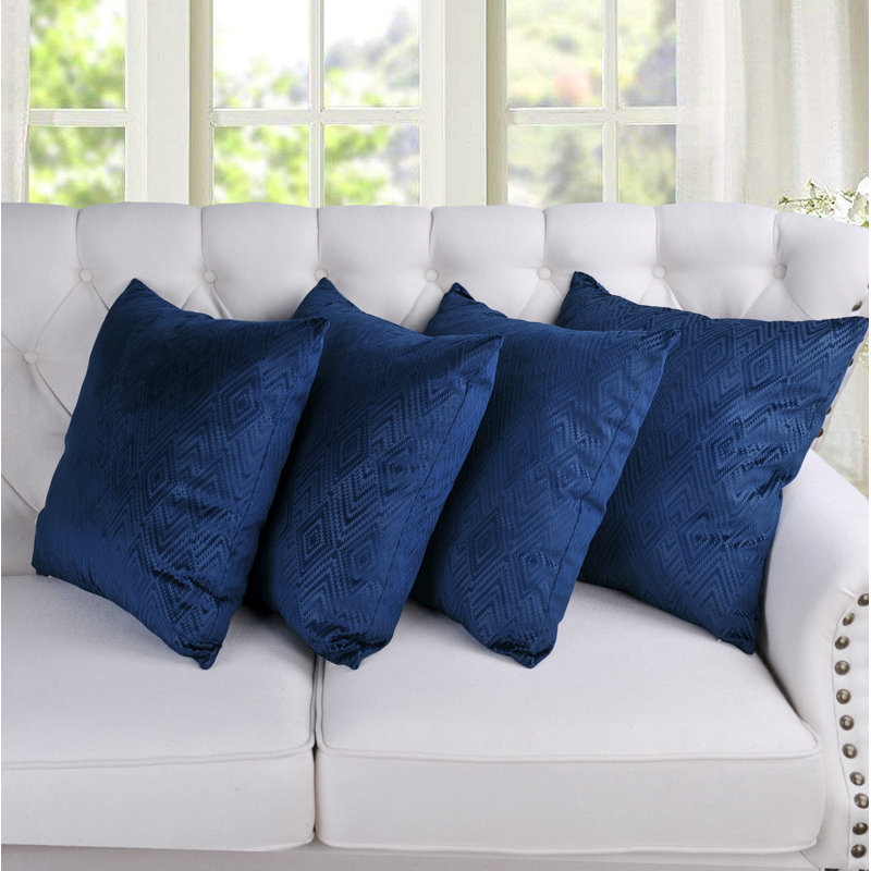 Housse de coussin carrée en velours ikat, Bleu