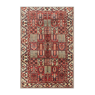 Tapis décoratif de laine orientale beige/rouge Manase