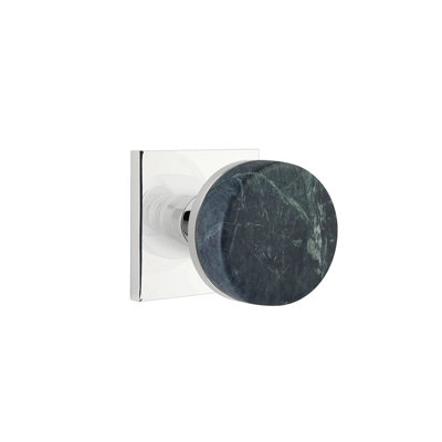 Mortaise intérieure de passage Emtek Select avec rosette carrée et tige conique, bouton en marbre vert (LH)