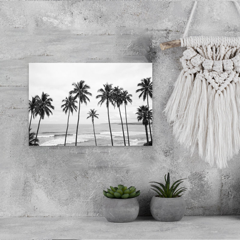 Art mural abstrait contemporain Palm Paradisebw, H 18 po x l 12 po
