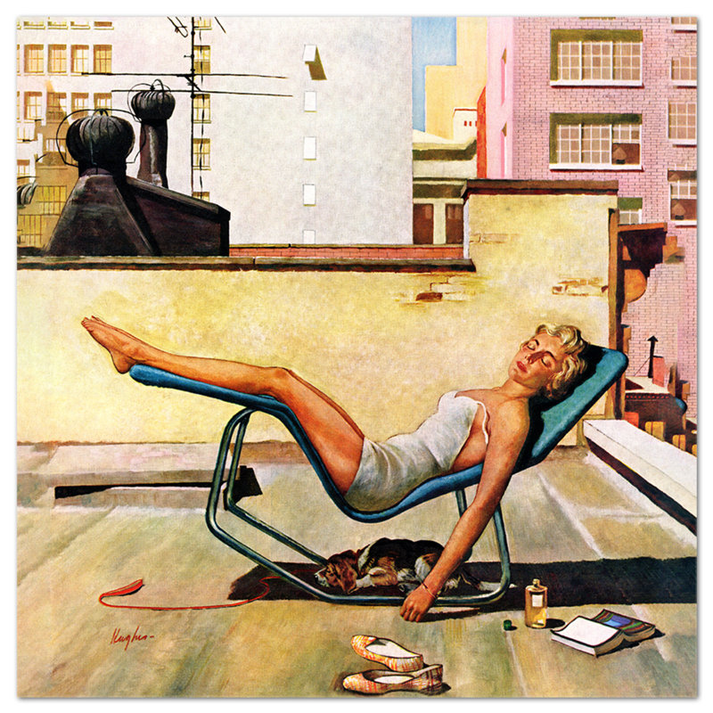 Woman on the Roof by Giallobus - Square Print on Vetro Acrilico Plexi