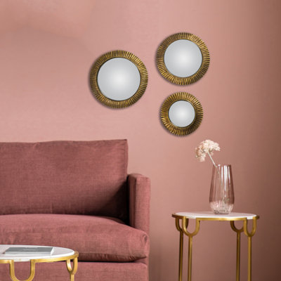 Sabinal Round Resin Framed Wall Mounted Mirror Set in Bronze