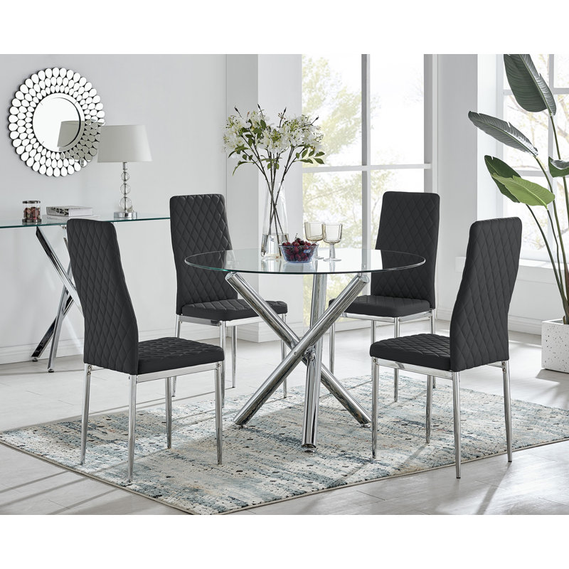 Eubanks Dining Set with 4 Chairs, Black