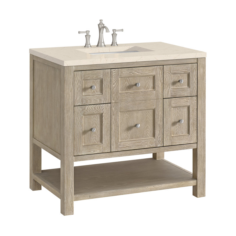 Breckenridge 36'' W Single Vanity, Whitewashed Oak, 8" Widespread, Parisien Bleu