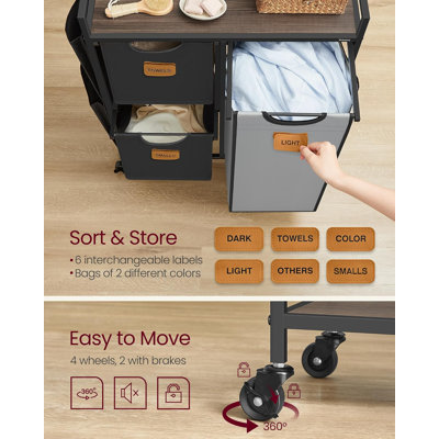 Rolling Laundry Cart With Shelves