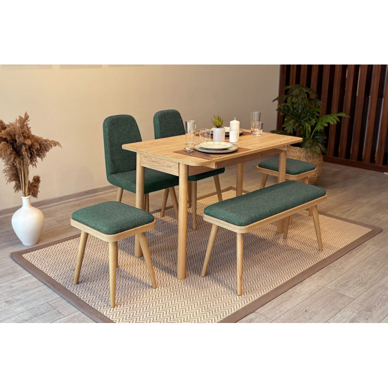 Ensemble de table et chaises de salle à manger extensible, Vert