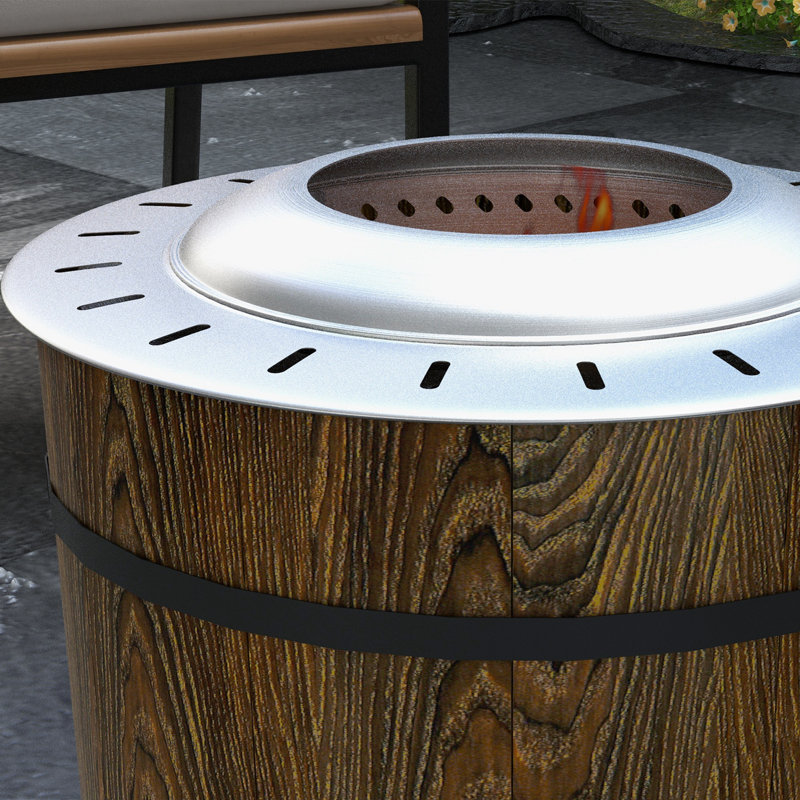 Outsunny Smokeless Fire Pit with Fireproof Mat, Brown