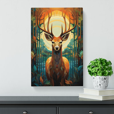 Deer Deco No.2 - Wrapped Canvas Print