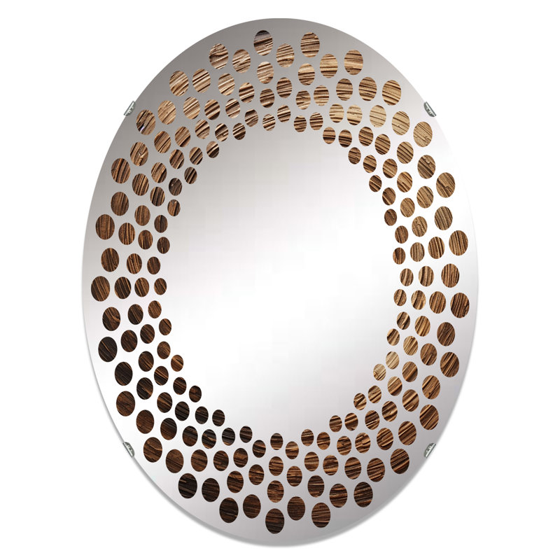 Miroir mural à pois brun Calm, L 24 po x H 36 po