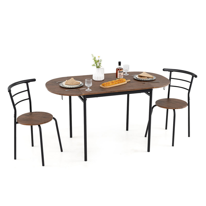 Ensemble de table de salle à manger pliable 3 pièces avec 2 chaises