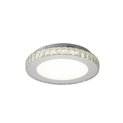 1-Light Chrome LED Chandelier With Clear Crystals