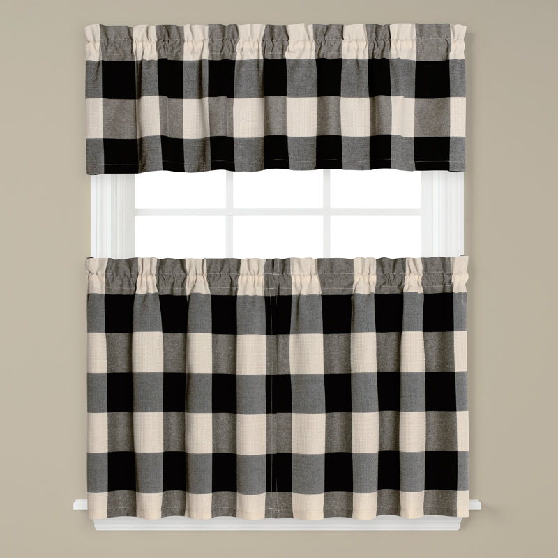 Northridge Plaid Tailored Kitchen Curtain, 57" W x 36" L