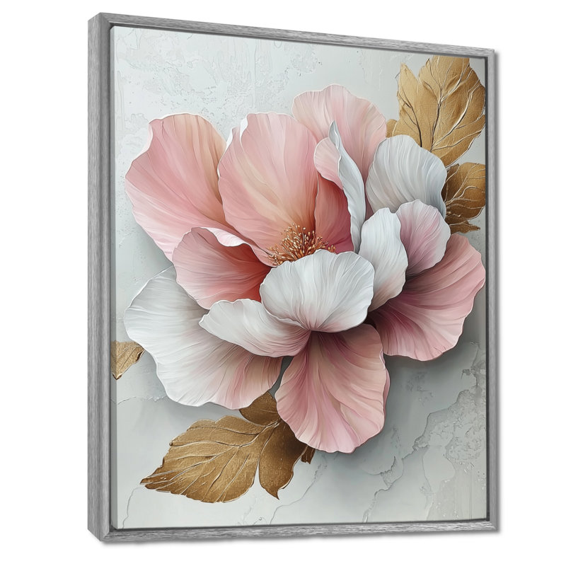 Eury, pivoines blanches et roses en marbre II - art mural pivoines, H 32 po x l 16 po, Impression encadrée sans passe-partout