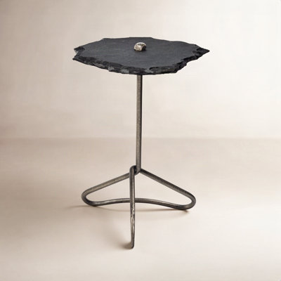 Goncalvo 23'' H Free-Form Marble Top End Table with Iron Base