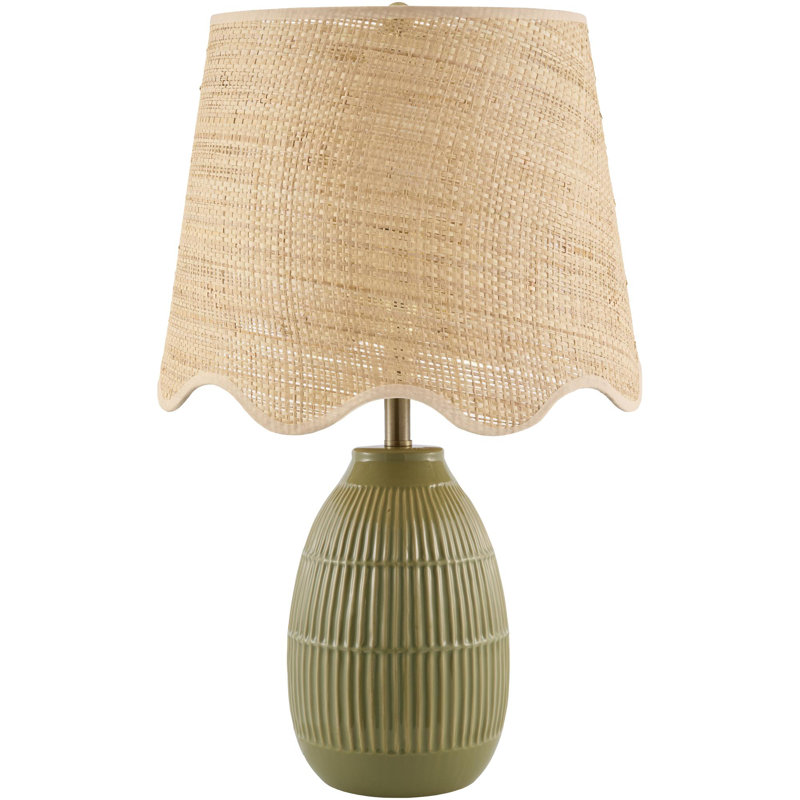 Lampe de table Audrys, Beige, Jute, Olive