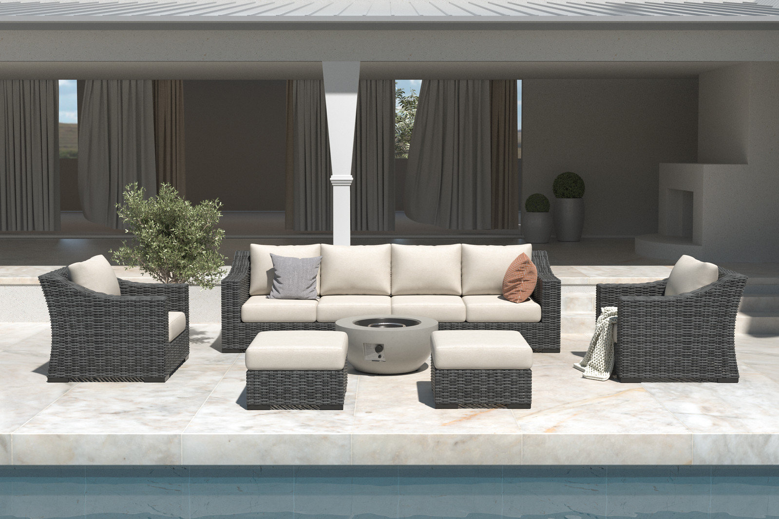 Eloisa 8-Person Patio Seating Group, Gray