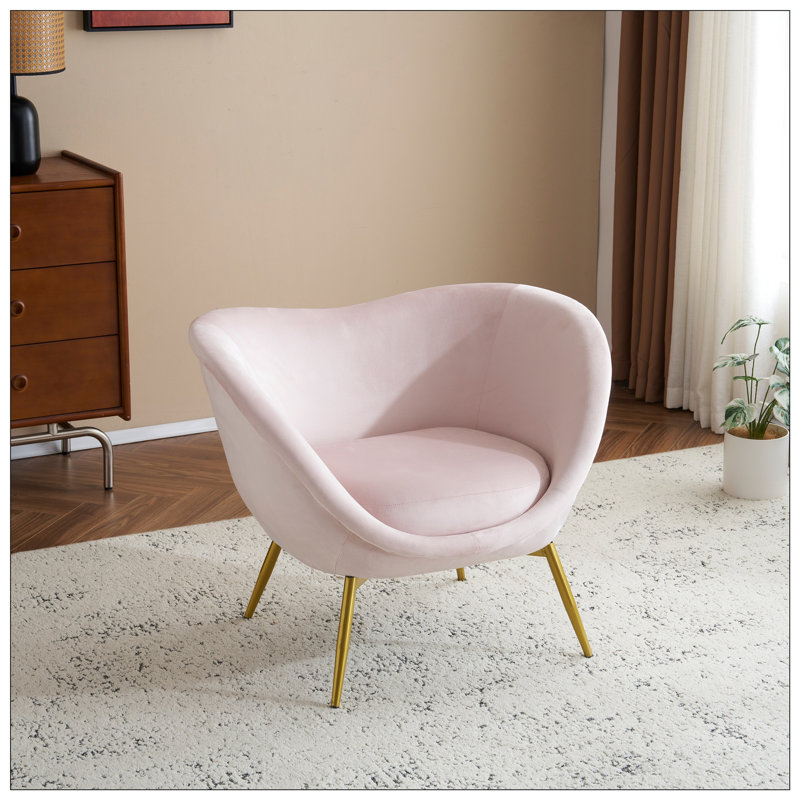 Chaise d'appoint rembourrée Manthey, Velours rose Evan