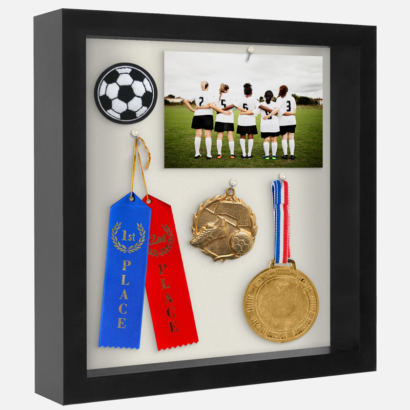 Sturdevant Shadow Box Frame Composite Wood with Glass for Hanging and Tabletop, 11" x 11", Black