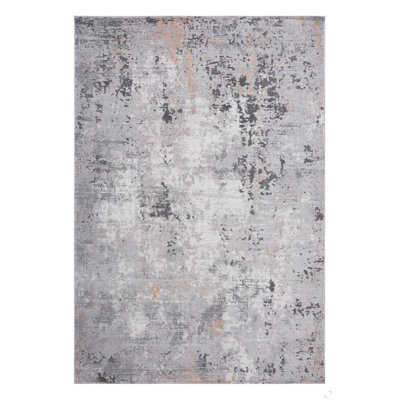 Tapis gris / multicolore / abstrait à motif de chambre à coucher LOOM & LUXE