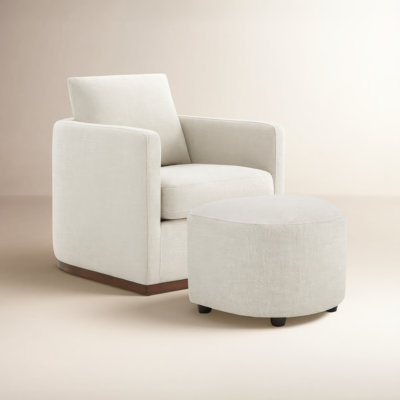 Bobbi Linen Swivel Armchair with Ottoman