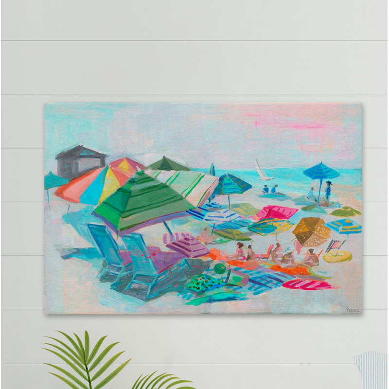 « beach day fun »-peinture à l’acrylique sur toile tendue, H 12 po x l 18 po